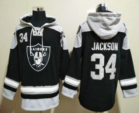 Wholesale Cheap Men\'s Las Vegas Raiders #34 Bo Jackson Black Stitched NFL Hoodie