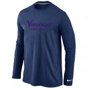 Wholesale Cheap Nike Minnesota Vikings Authentic Font Long Sleeve T-Shirt Dark Blue