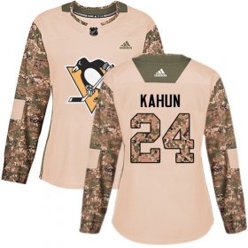 Wholesale Cheap Adidas Penguins #24 Dominik Kahun Camo Authentic 2017 Veterans Day Women\'s Stitched NHL Jersey