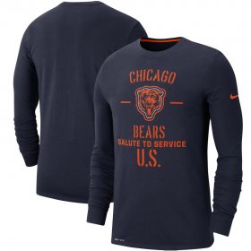 Wholesale Cheap Men\'s Chicago Bears Nike Navy 2019 Salute to Service Sideline Performance Long Sleeve Shirt