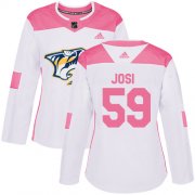 Wholesale Cheap Adidas Predators #59 Roman Josi White/Pink Authentic Fashion Women's Stitched NHL Jersey