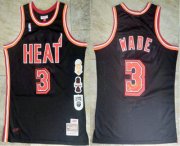 Wholesale Cheap Men's Miami Heat #3 Dwyane Wade Black Retirement Edition Hardwood Classics Soul AU Stitched Throwback Jersey