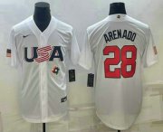 Wholesale Cheap Men's USA Baseball #28 Nolan Arenado 2023 White World Baseball Classic Replica Stitched Jerseys