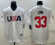 Wholesale Cheap Men's USA Baseball #33 Lance Lynn 2023 White World Baseball Classic Stitched Jersey