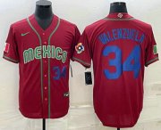 Wholesale Cheap Men's Mexico Baseball #34 Fernando Valenzuela Number 2023 Red Blue World Baseball Classic Stitched Jerseys