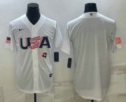 Wholesale Cheap Men's USA Baseball 2023 White World Baseball Blank Classic Replica Stitched Jersey