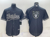 Wholesale Cheap Men's Las Vegas Raiders Black Pinstripe Team Big Logo With Patch Cool Base Stitched Baseball Jersey