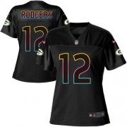 Wholesale Cheap Nike Packers #12 Aaron Rodgers Black Women's NFL Fashion Game Jersey