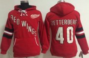 Wholesale Cheap Detroit Red Wings #40 Henrik Zetterberg Red Women's Old Time Heidi NHL Hoodie
