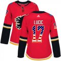 Wholesale Cheap Adidas Flames #17 Milan Lucic Red Home Authentic USA Flag Women's Stitched NHL Jersey