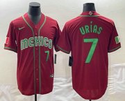Wholesale Cheap Men's Mexico Baseball #7 Julio Urias Number 2023 Red Green World Baseball Classic Stitched Jerseys