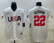 Wholesale Cheap Men's USA Baseball #22 Clayton Kershaw 2023 White World Baseball Classic Stitched Jersey