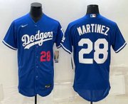 Wholesale Cheap Men's Los Angeles Dodgers #28 JD Martinez Number Blue Stitched MLB Flex Base Nike Jersey