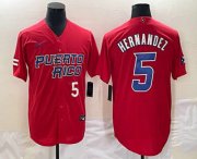 Wholesale Cheap Men's Puerto Rico Baseball #5 Enrique Hernandez Number 2023 Red World Classic Stitched Jerseys