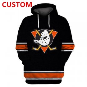 Wholesale Cheap Men\'s Anaheim Ducks Black Custom All Stitched Hooded Sweatshirt