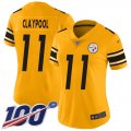 Wholesale Cheap Nike Steelers #11 Chase Claypool Gold Women's Stitched NFL Limited Inverted Legend 100th Season Jersey