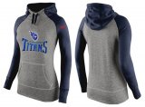 Wholesale Cheap Women's Nike Tennessee Titans Performance Hoodie Grey & Dark Blue_1