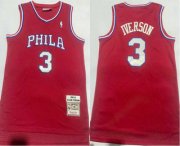 Wholesale Cheap Men's Philadelphia 76ers #3 Allen Iverson 2002-03 Red Hardwood Classics Soul Swingman Throwback Jersey