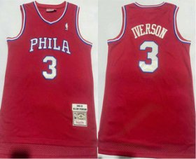 Wholesale Cheap Men\'s Philadelphia 76ers #3 Allen Iverson 2002-03 Red Hardwood Classics Soul Swingman Throwback Jersey