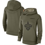Wholesale Cheap Women's New Orleans Saints Nike Olive Salute to Service Sideline Therma Performance Pullover Hoodie