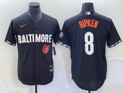 Wholesale Cheap Men's Baltimore Orioles #8 Cal Ripken Jr Black 2023 City Connect Cool Base Stitched Jersey 1