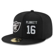 Wholesale Cheap Oakland Raiders #16 Jim Plunkett Snapback Cap NFL Player Black with Silver Number Stitched Hat