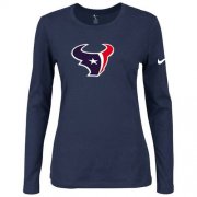 Wholesale Cheap Women's Nike Houston Texans Of The City Long Sleeve Tri-Blend NFL T-Shirt Dark Blue