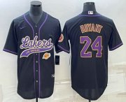 Wholesale Cheap Men's Los Angeles Lakers #24 Kobe Bryant Black With Patch Cool Base Stitched Baseball Jerseys