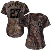 Wholesale Cheap Tigers #27 Jordan Zimmermann Camo Realtree Collection Cool Base Women's Stitched MLB Jersey