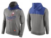 Wholesale Cheap Men's Los Angeles Dodgers Nike Gray Cooperstown Collection Hybrid Pullover Hoodie_1