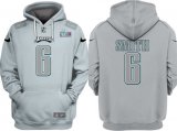 Wholesale Cheap Men's Philadelphia Eagles #6 DeVonta Smith Gray Atmosphere Fashion Super Bowl LVII Patch Pullover Hoodie