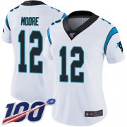 Wholesale Cheap Nike Panthers #12 DJ Moore White Women's Stitched NFL 100th Season Vapor Limited Jersey