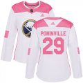 Wholesale Cheap Adidas Sabres #29 Jason Pominville White/Pink Authentic Fashion Women's Stitched NHL Jersey