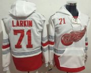 Wholesale Cheap Red Wings #71 Dylan Larkin White Name & Number Pullover NHL Hoodie