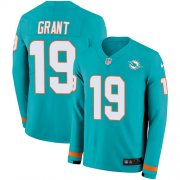 Wholesale Cheap Nike Dolphins #19 Jakeem Grant Aqua Green Team Color Men's Stitched NFL Limited Therma Long Sleeve Jersey