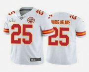 Wholesale Cheap Men's Kansas City Chiefs #25 Clyde Edwards-Helaire White 2021 Super Bowl LV Vapor Untouchable Stitched Nike Limited NFL Jersey