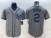 Wholesale Cheap Men's New York Yankees #2 Derek Jeter Grey Gridiron Cool Base Stitched Jersey