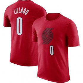 Wholesale Cheap Men\'s Portland Trail Blazers #0 Damian Lillard Red 2022-23 Statement Edition Name & Number T-Shirt