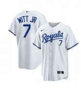 Wholesale Cheap Men's Kansas City Royals #7 Bobby Witt Jr. White Cool Base Stitched Jersey