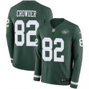 Wholesale Cheap Nike Jets #82 Jamison Crowder Green Team Color Men's Stitched NFL Limited Therma Long Sleeve Jersey