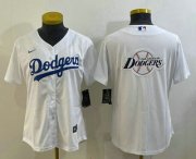 Wholesale Cheap Women's Los Angeles Dodgers Big Logo White MLB Cool Base Nike Jerseys