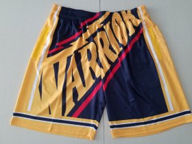 Wholesale Cheap Men\'s Golden State Warriors Black Big Face Mitchell Ness Hardwood Classics Soul Swingman Throwback Shorts