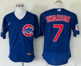 Wholesale Cheap Men\'s Chicago Cubs #7 Dansby Swanson Blue Stitched MLB Flex Base Nike Jersey