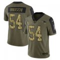 Wholesale Cheap Men's Olive New England Patriots #54 Tedy Bruschi 2021 Camo Salute To Service Limited Stitched Jersey