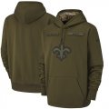Wholesale Cheap Men's New Orleans Saints Nike Olive Salute to Service Sideline Therma Performance Pullover Hoodie