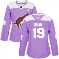 Wholesale Cheap Adidas Coyotes #19 Shane Doan Purple Authentic Fights Cancer Women's Stitched NHL Jersey