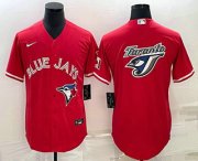 Wholesale Cheap Men's Toronto Blue Jays Big Logo Red Stitched MLB Cool Base Nike Jersey