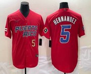 Wholesale Cheap Mens Puerto Rico Baseball #5 Enrique Hernandez Number 2023 Red World Classic Stitched Jersey