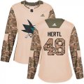 Wholesale Cheap Adidas Sharks #48 Tomas Hertl Camo Authentic 2017 Veterans Day Women's Stitched NHL Jersey