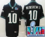 Wholesale Cheap Men's Philadelphia Eagles #10 Gardner Minshew II Limited Black Super Bowl LVII Vapor Jersey